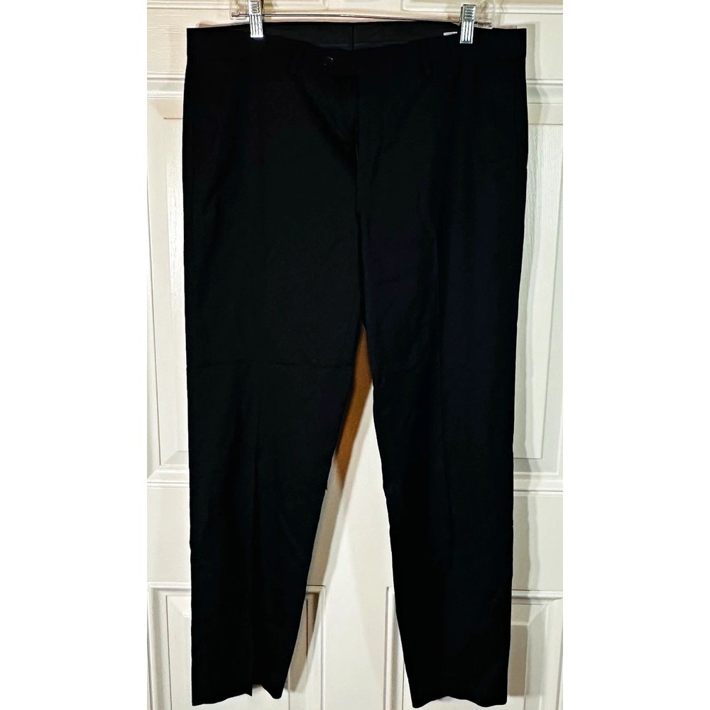 Lauren Ralph Lauren Mens 34W Black Herringbone Slim Tapered Dress Pants